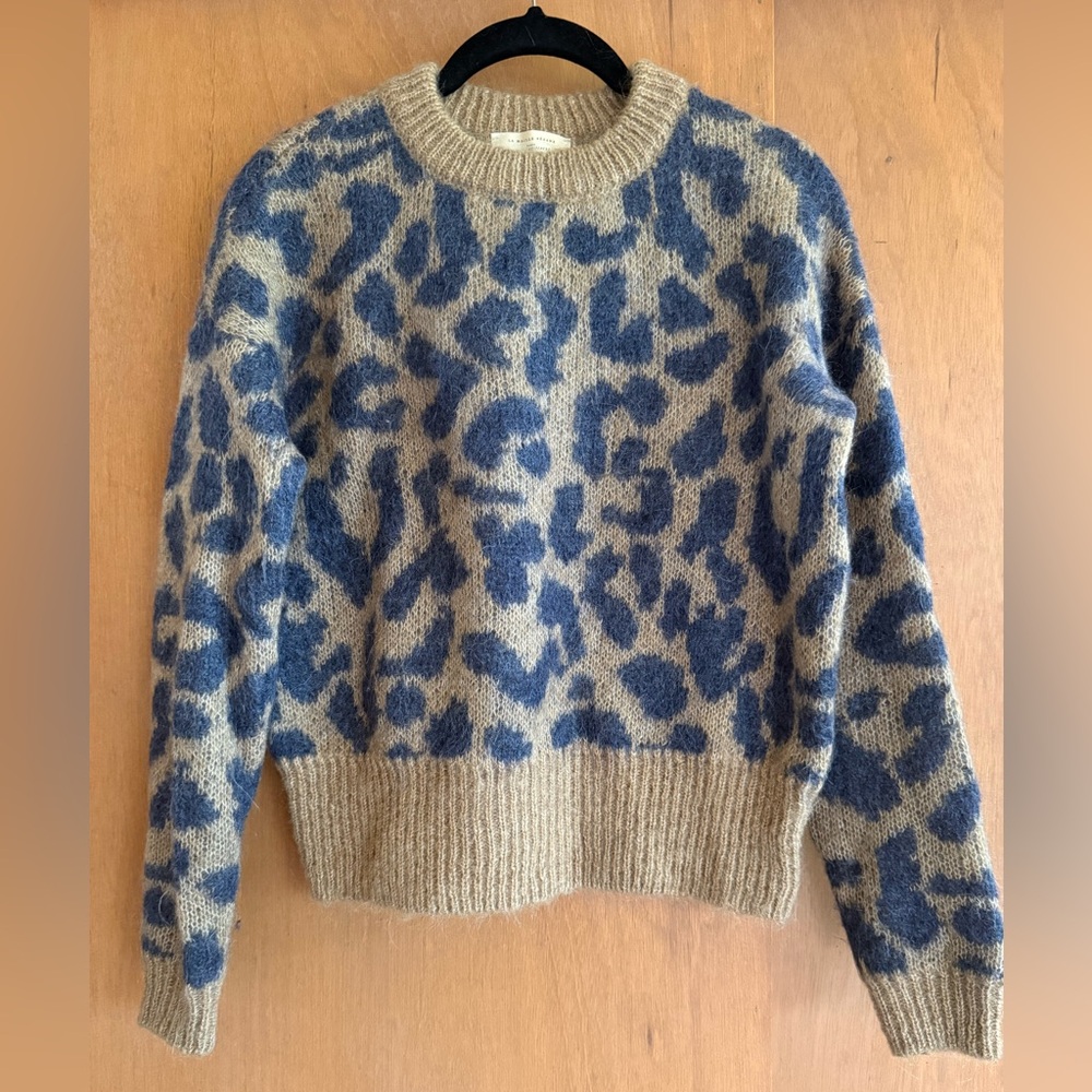 Leopard Print Sweater Mohair - Gray and Tan